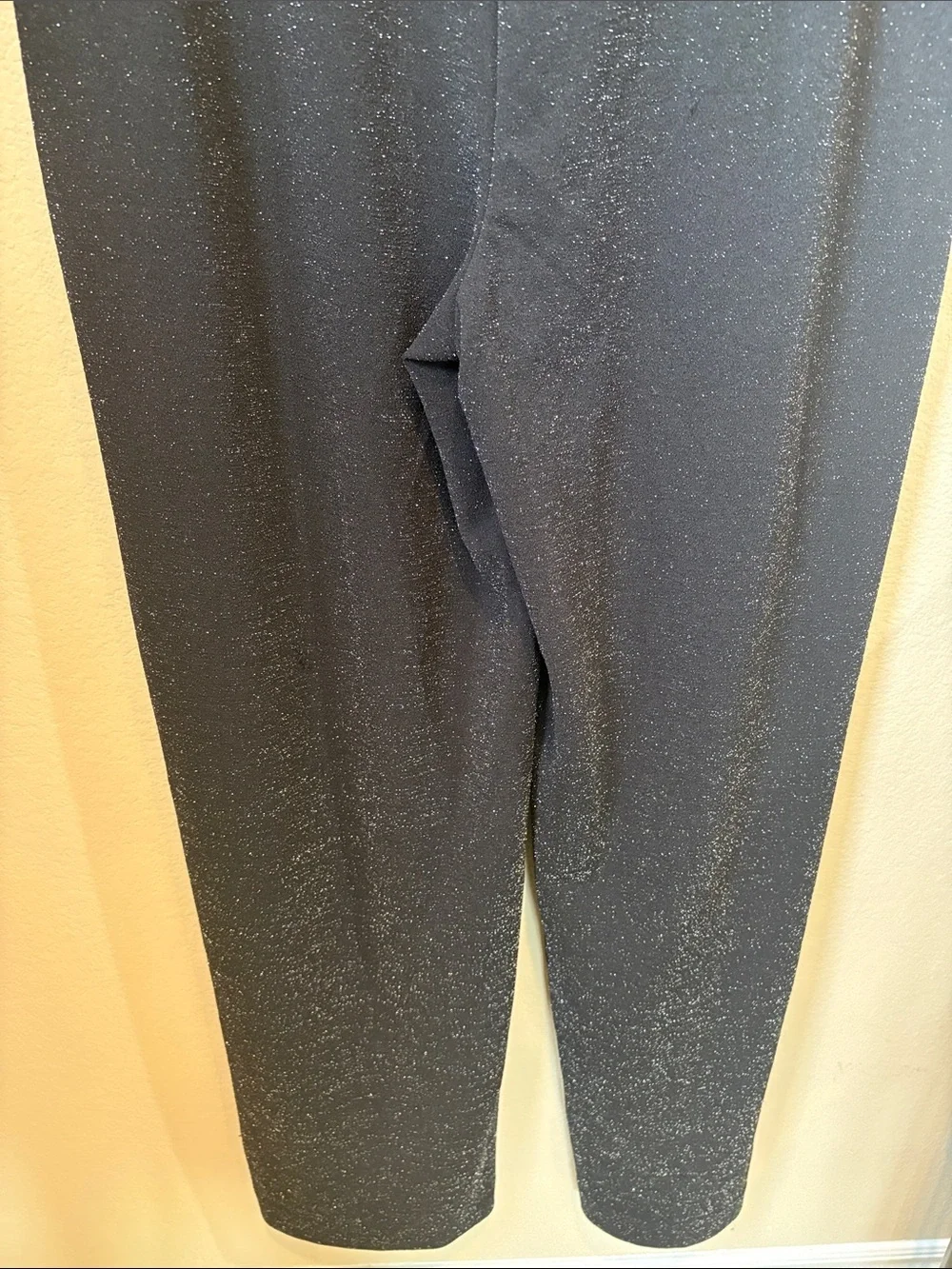 Anne Klein Black Metallic Fleck Wide-Leg Pants